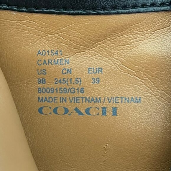 COACH Carmen Black Leather Booties Boots Zipper Pull Heel A01541 Women Size 9 B - Picture 11 of 16